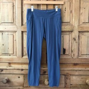 Athleta Girl‎ Size XL /14 Blue Mesh Cropped Leggings Athletic Blue Criss Cross